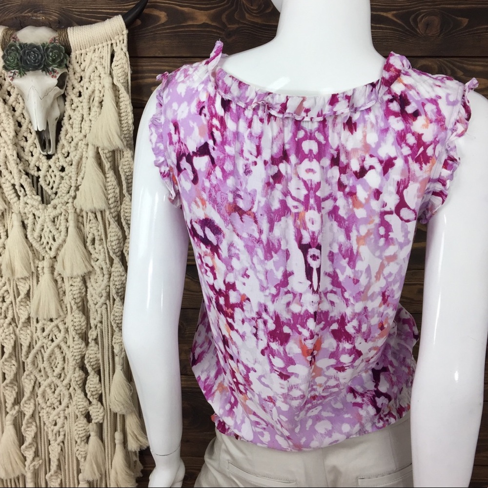 a.n.a | Floral Watercolor Ruffle Button Down - Picture 5 of 6
